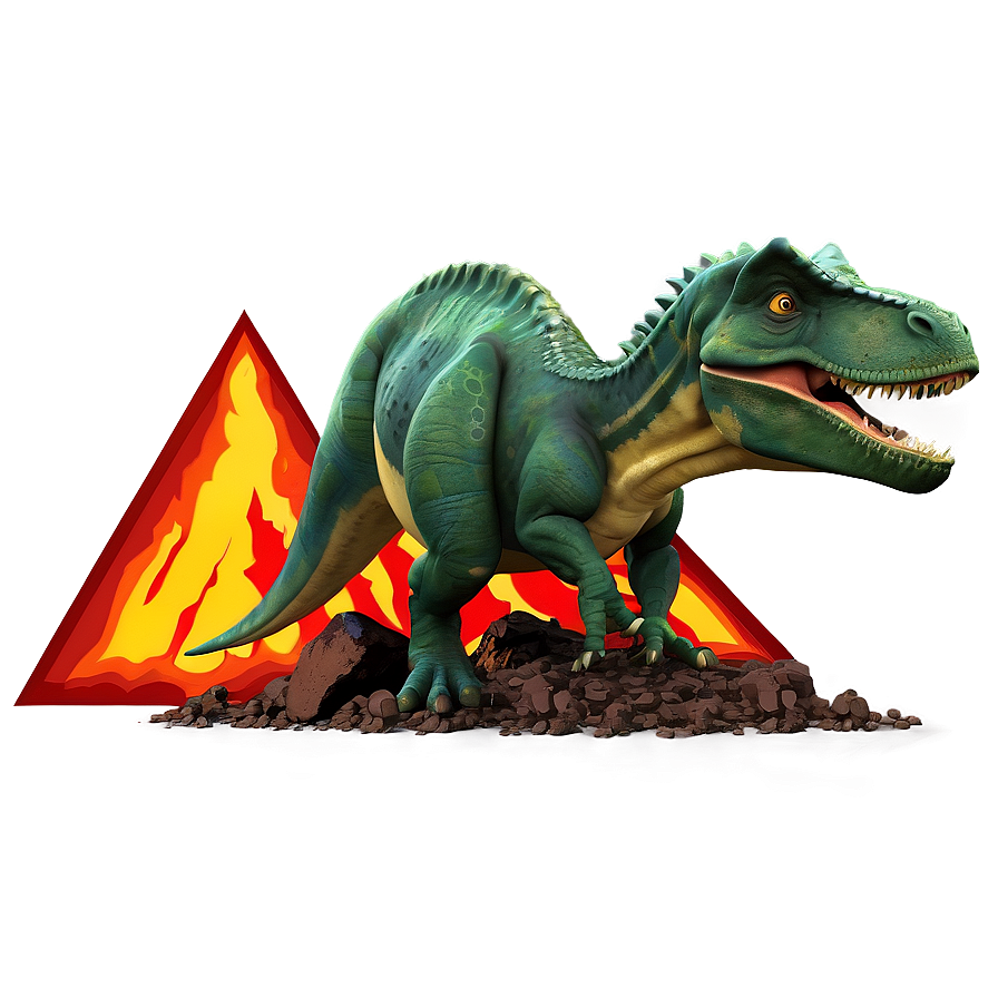Dino And Volcano Background Png 37 PNG