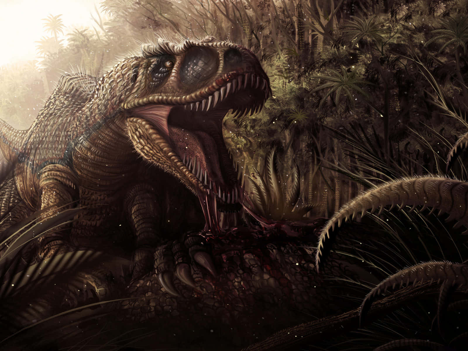 Unmajestuoso Dinosaurio Se Encuentra En Un Acantilado Contemplando Un Paisaje Hermoso.