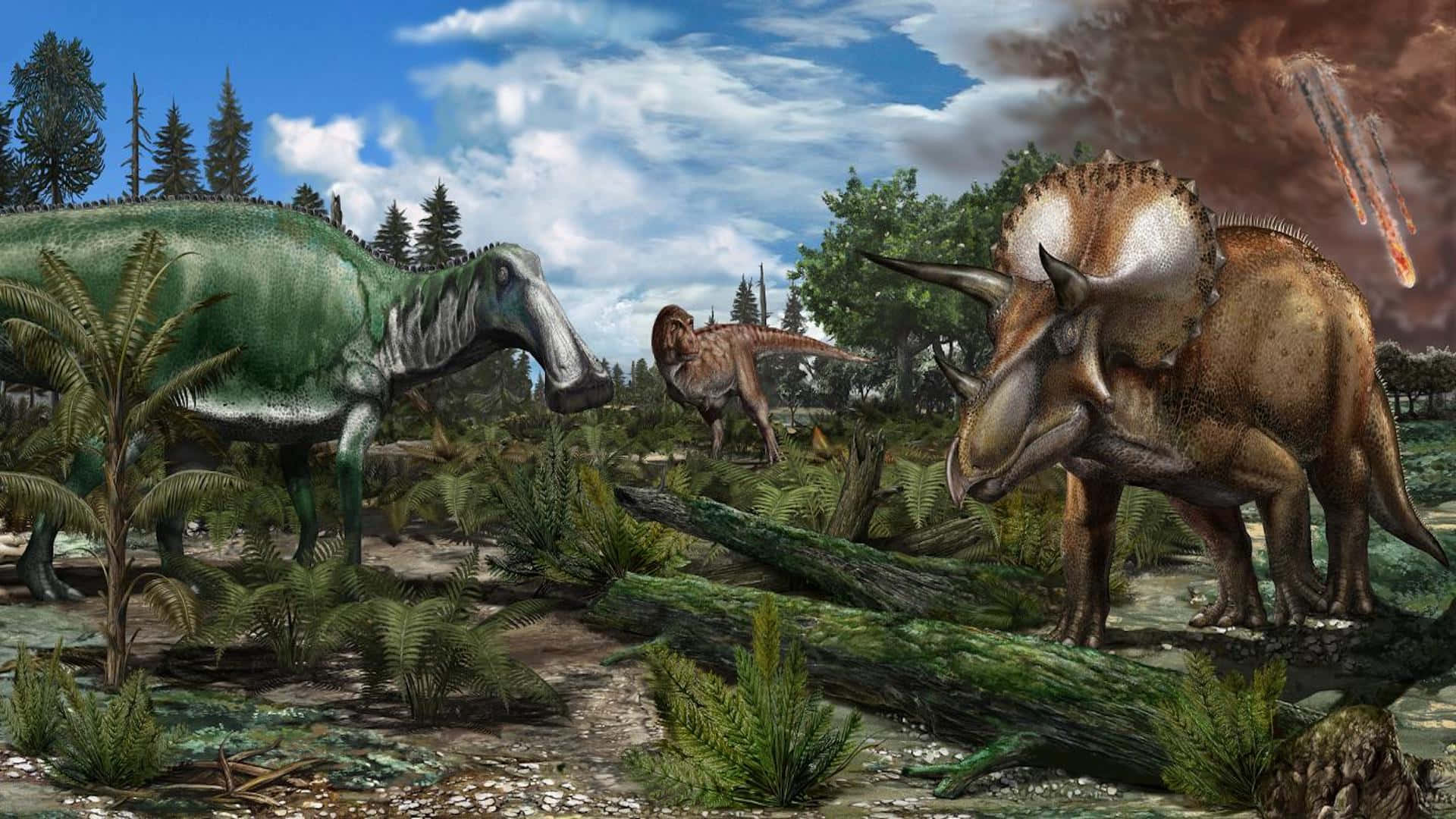 Livetfrån Förr - En Dinosaurie-bakgrund Med En Brachiosaurus.