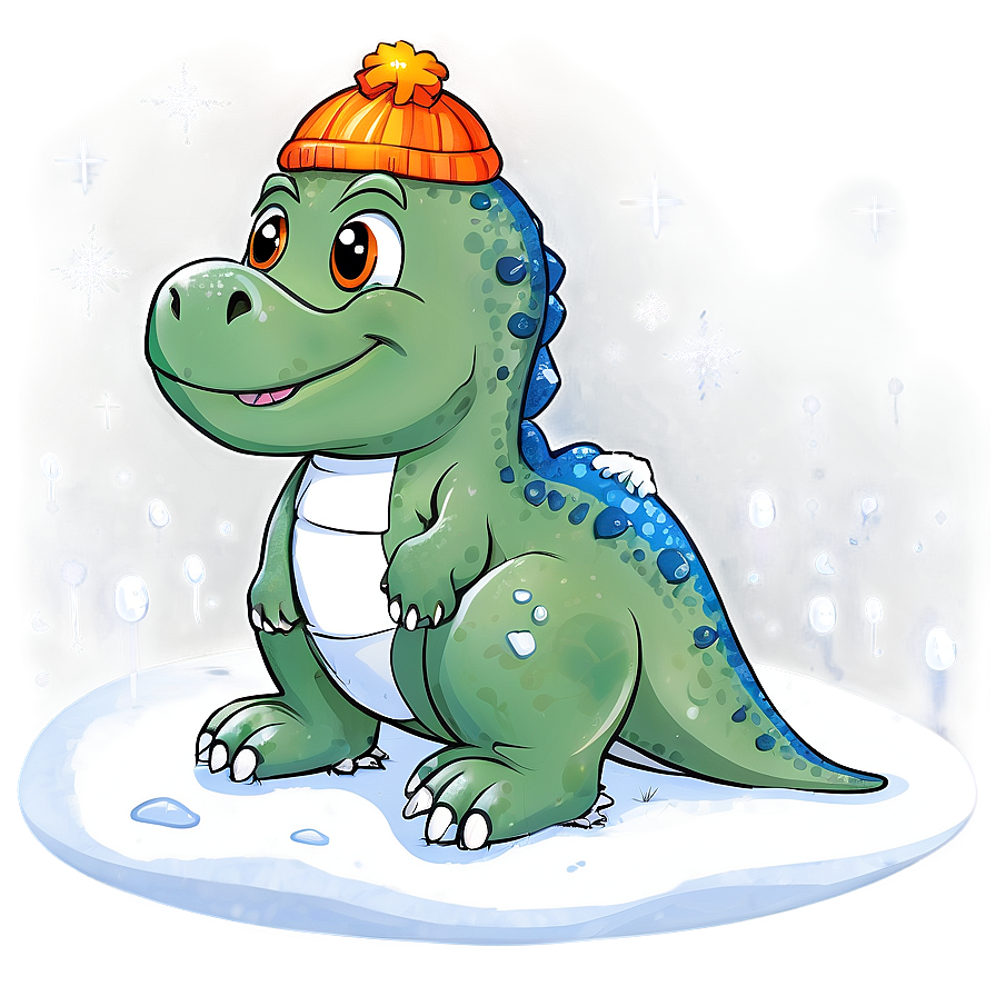 Dino In Winter Snow Png Rlp PNG