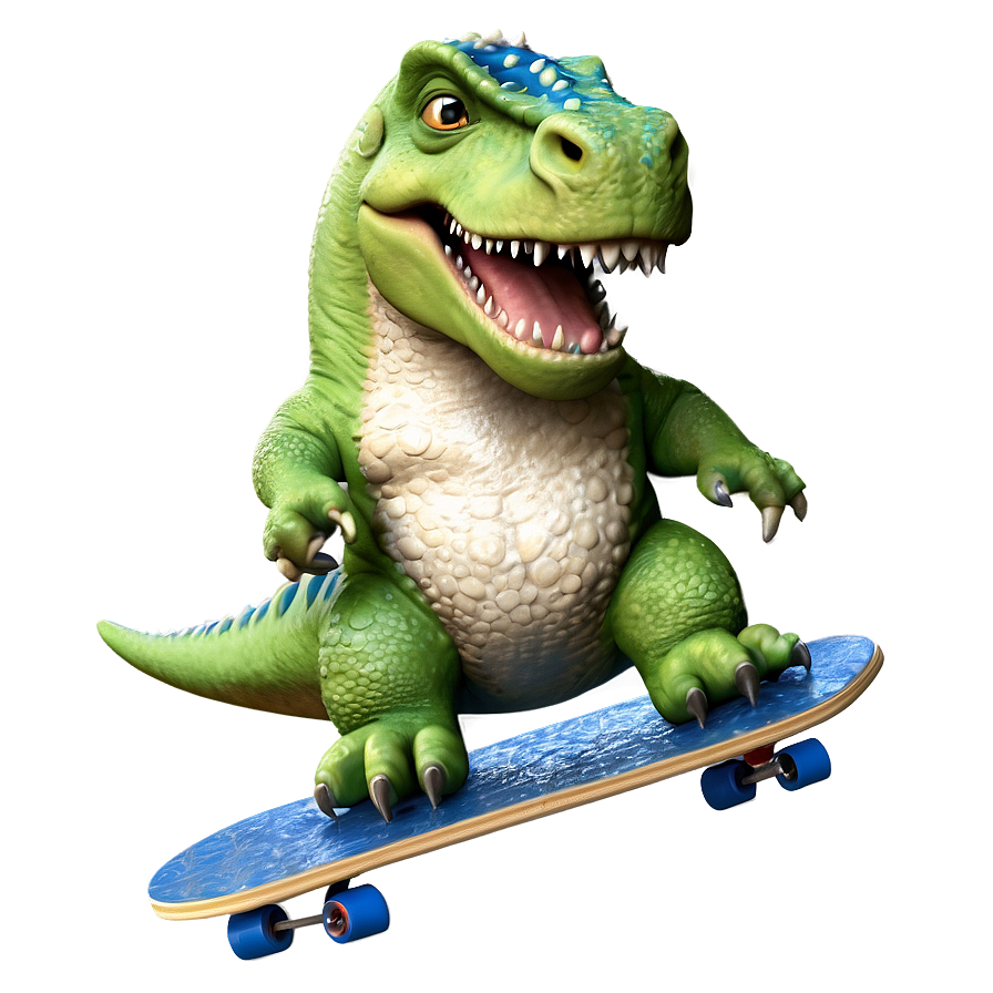 Dino On Skateboard Png 06122024 PNG