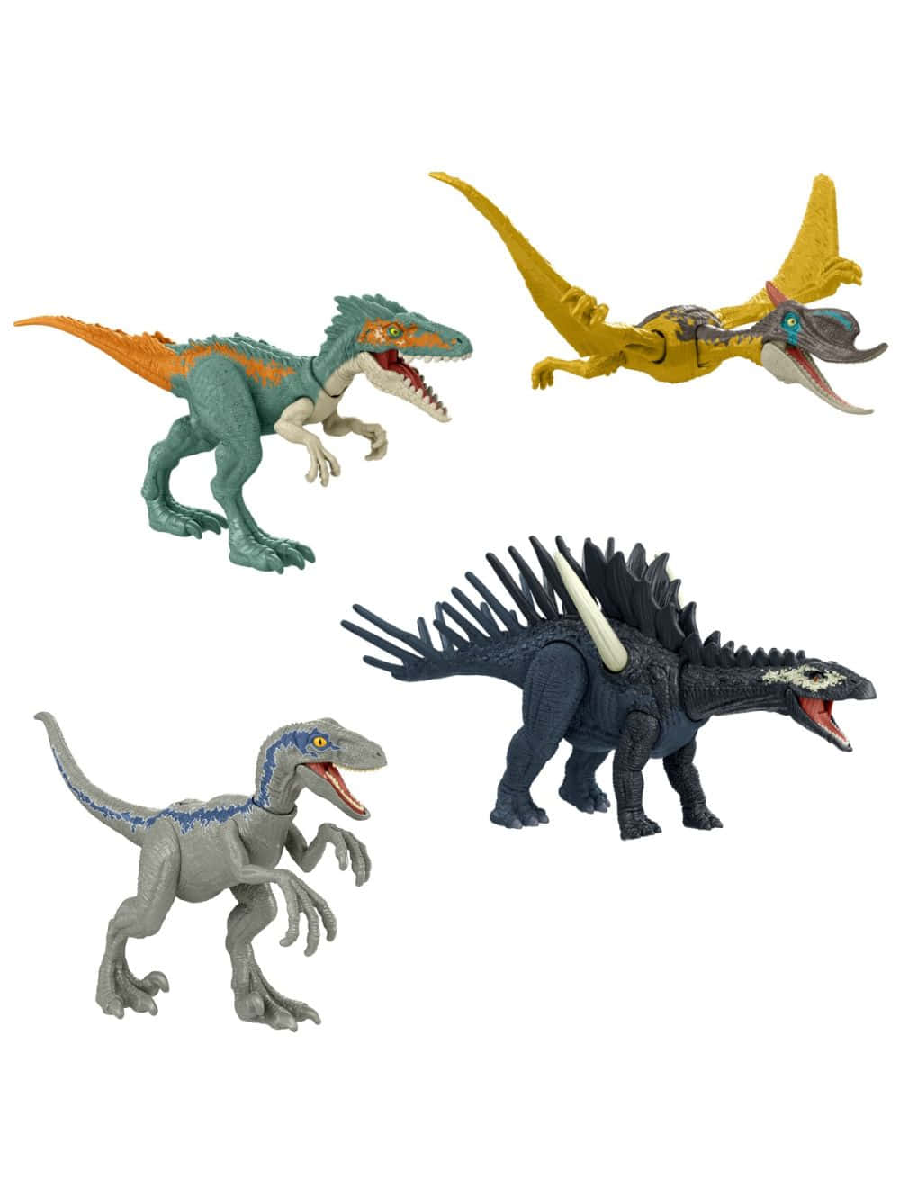Four Different Dinosaurs Are Shown In Action