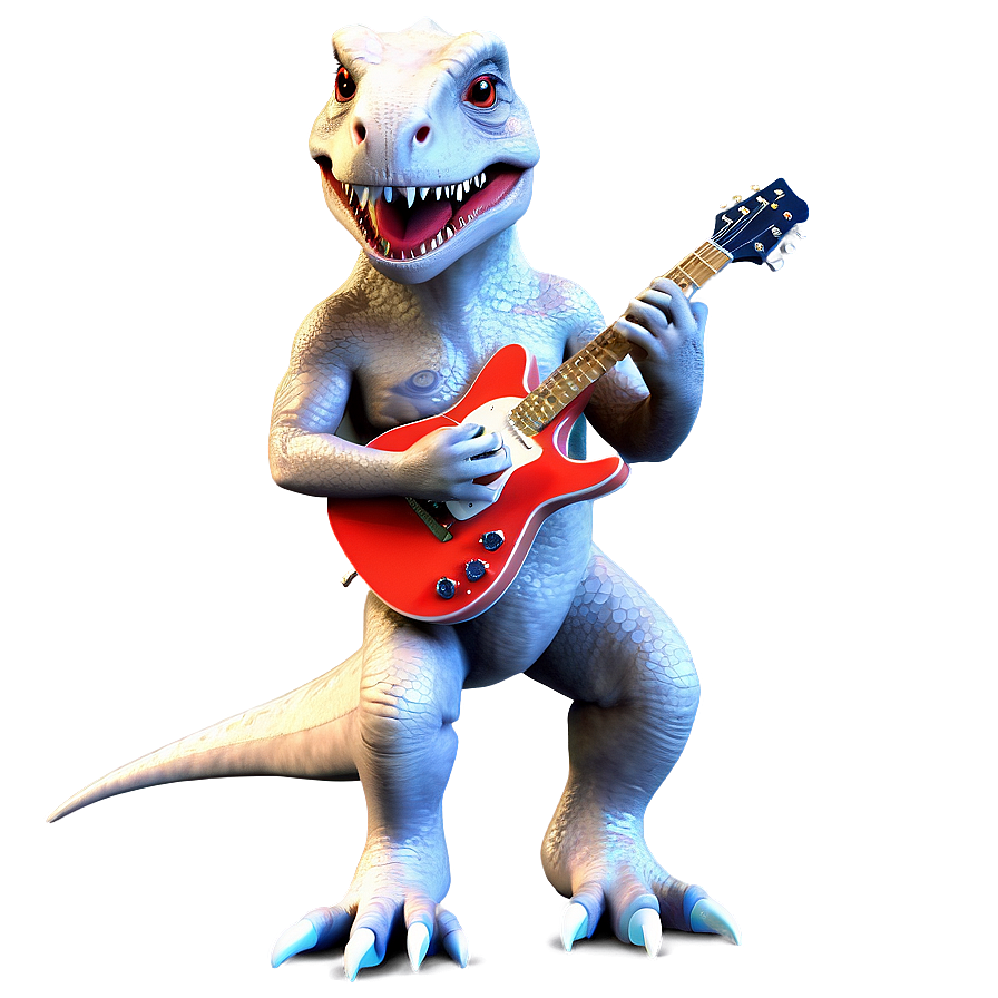 Dino Playing Guitar Png 06122024 PNG