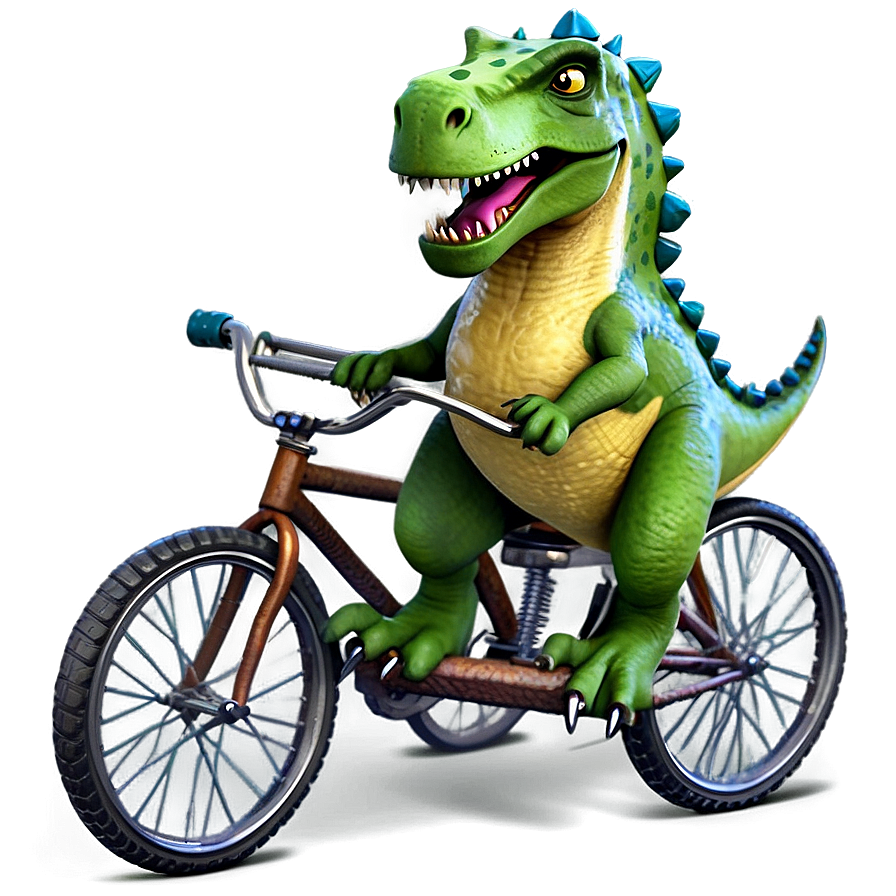Dino Riding Bicycle Png Nct85 PNG