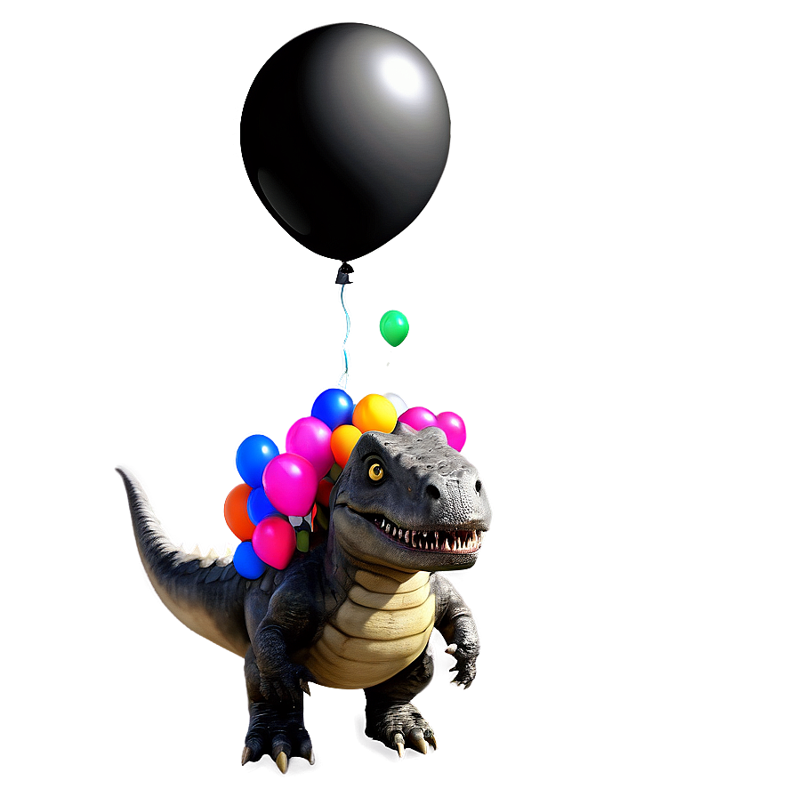 Dino With Balloons Png 06122024 PNG