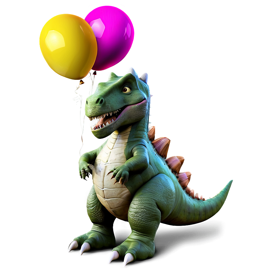Dino With Balloons Png 2 PNG