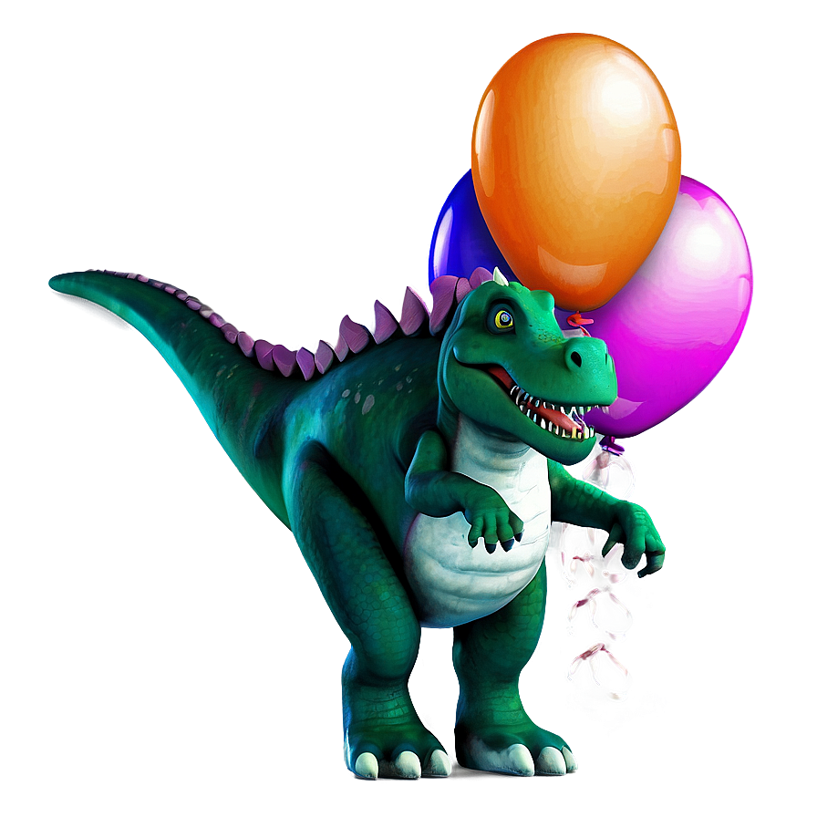 Dino With Balloons Png 24 PNG