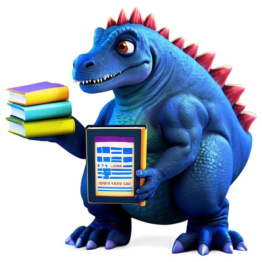 Dino With Book Png 06122024 PNG