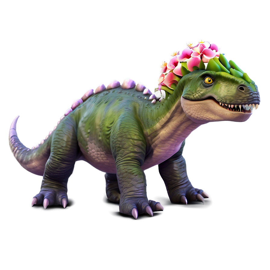 Dino With Flowers Png 76 PNG