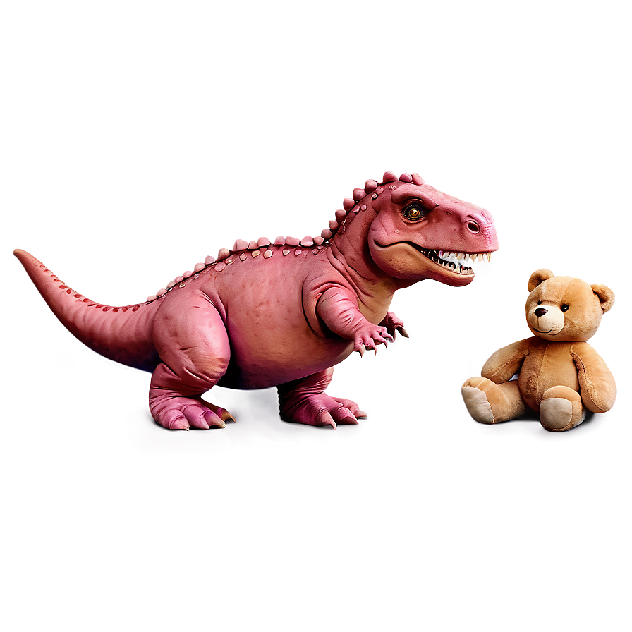 Dino With Teddy Bear Png 06122024 PNG