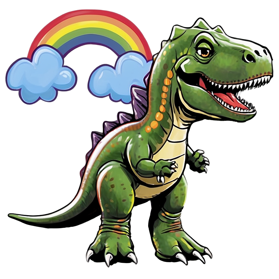 Dinosaur And Rainbow Png Rnw51 PNG