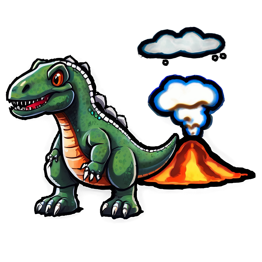 Dinosaur And Volcano Png 86 PNG