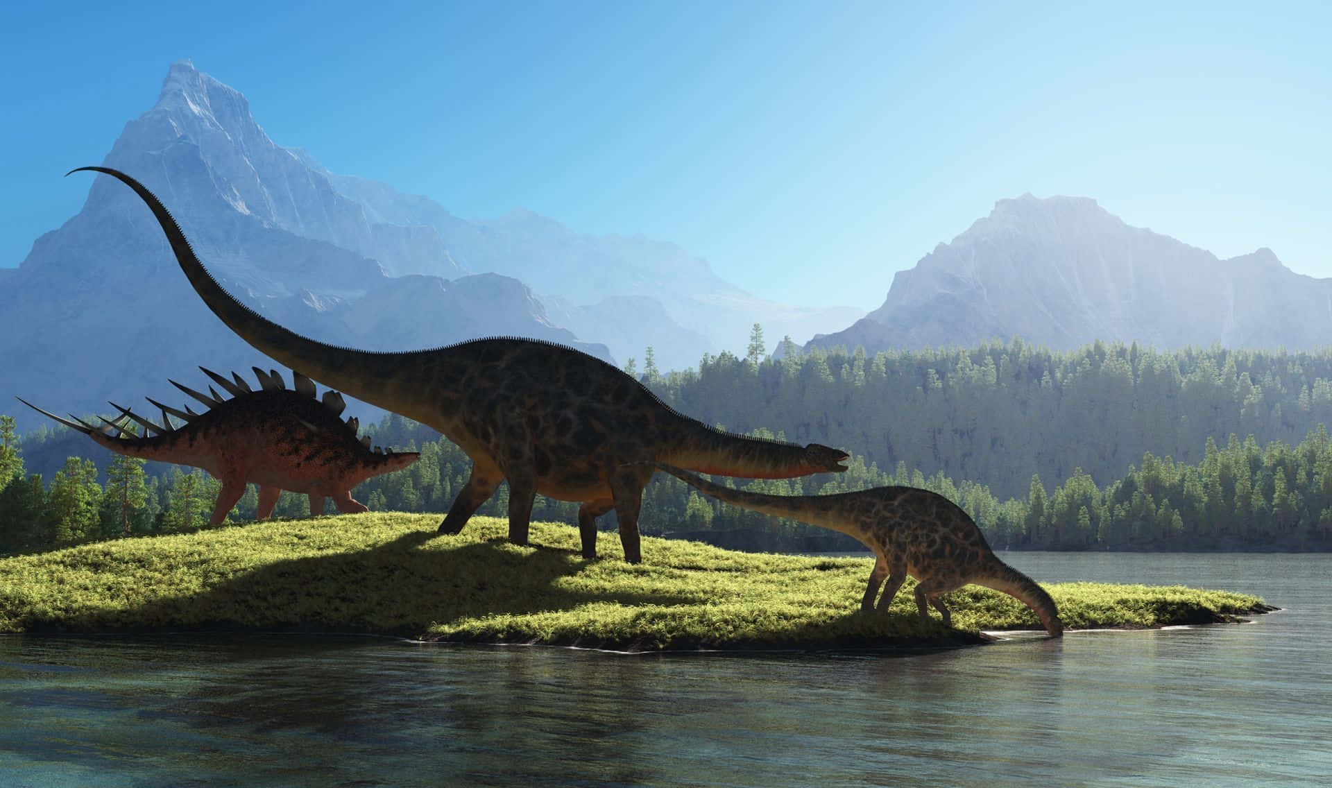 Enförhistorisk Dinosaurie Kommer Upp Ur En Karg Landskap