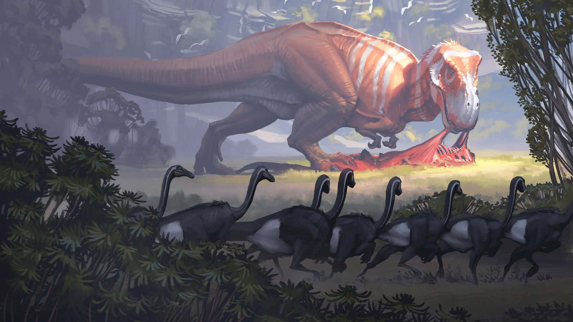 A dreamscape of a Dinosaur