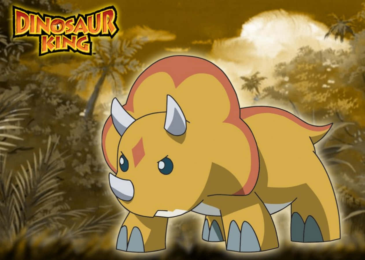 A Cartoon Dinosaur King In Front Of A Jungle