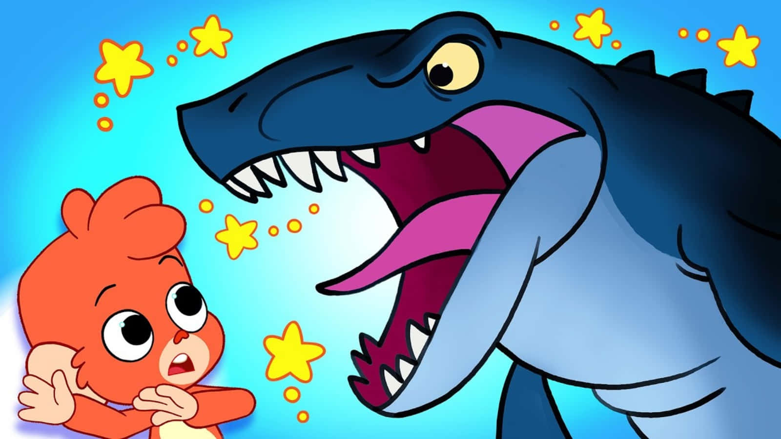 Colorfully fun and friendly dinosaur cartoon