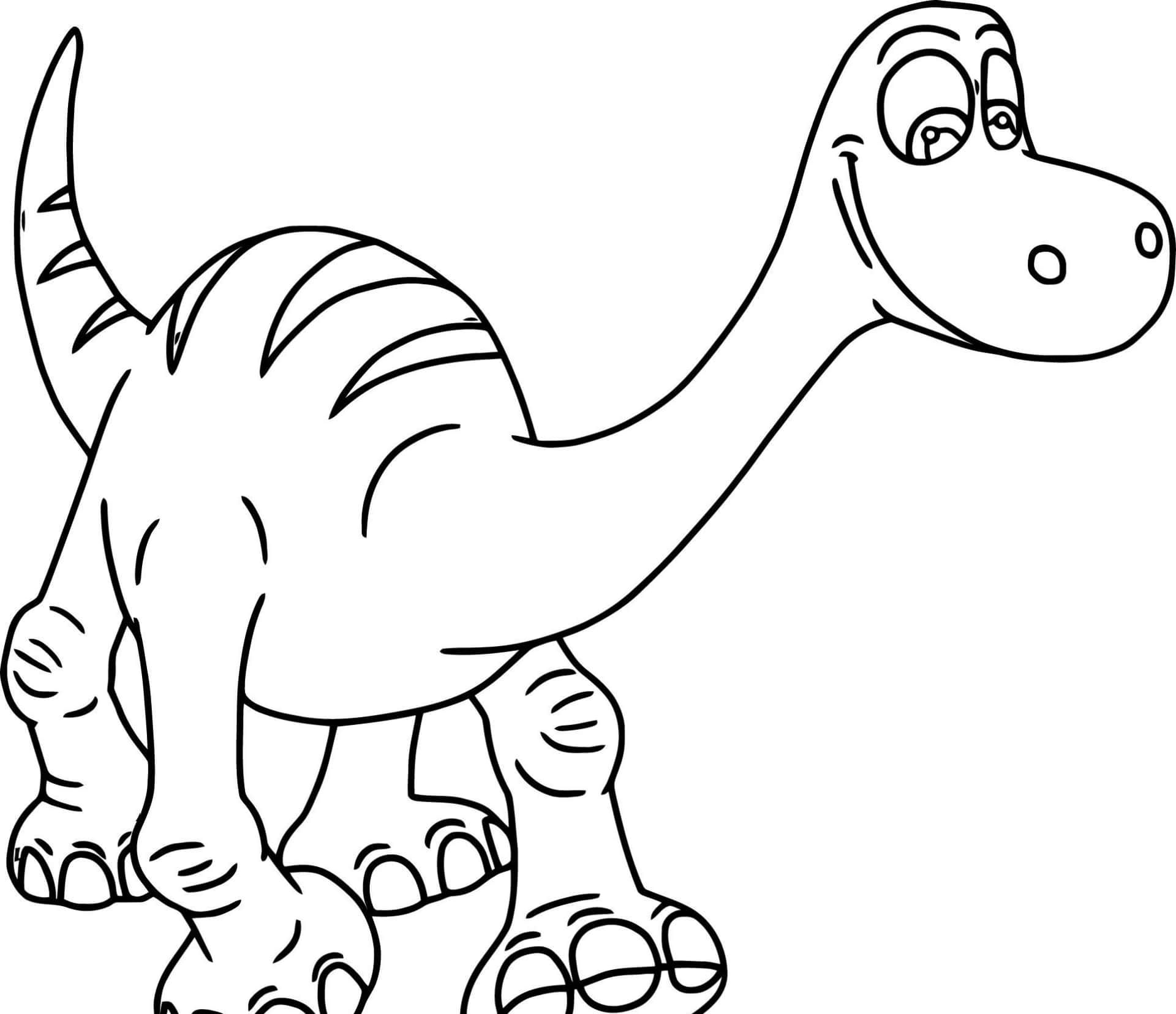 Unapagina Da Colorare Con Un Dinosauro Cartone Animato
