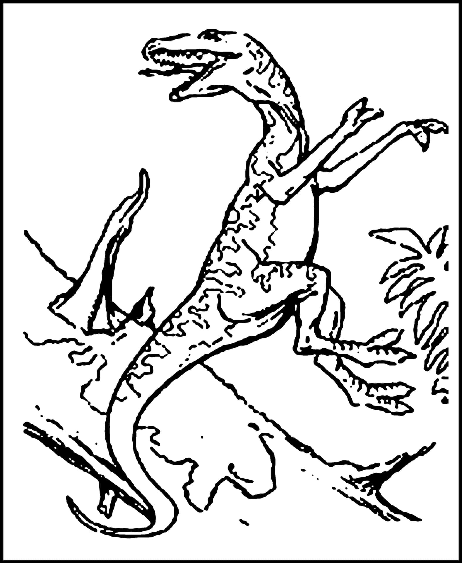 A Dinosaur Coloring Page With A Dinosaur On The Ground
