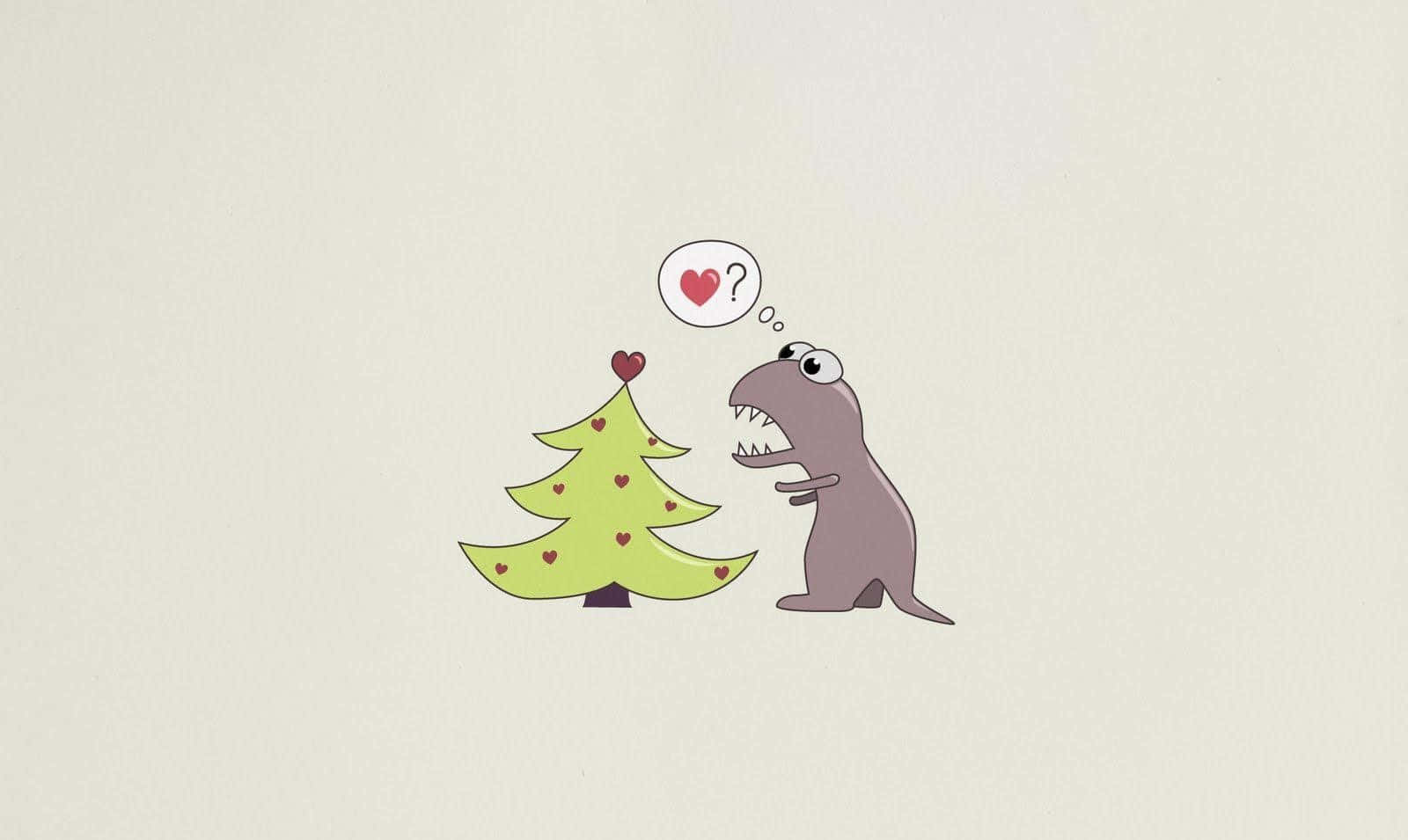 Dinosaur Confusedby Christmas Tree Wallpaper