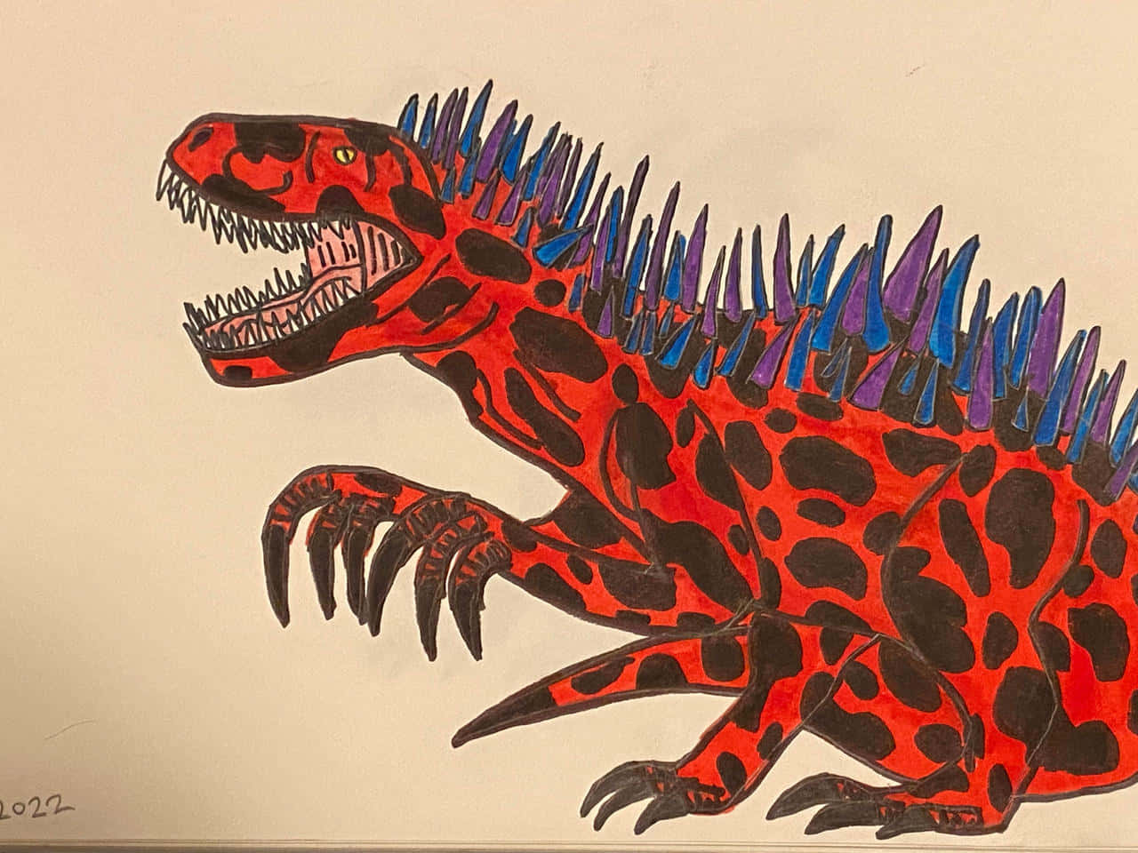 Endetaljerad Illustration Av En Dinosaurie.