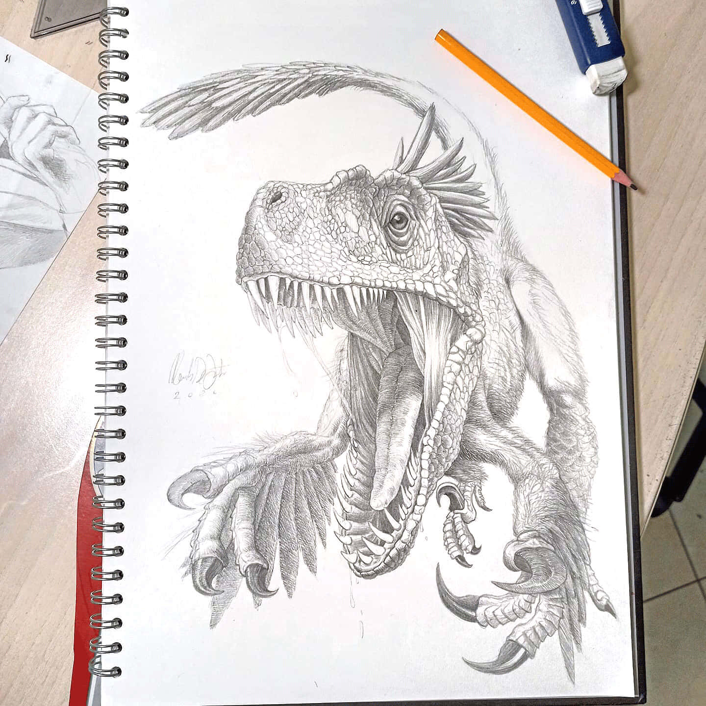 A Drawing of a Dinosaur in Full Color