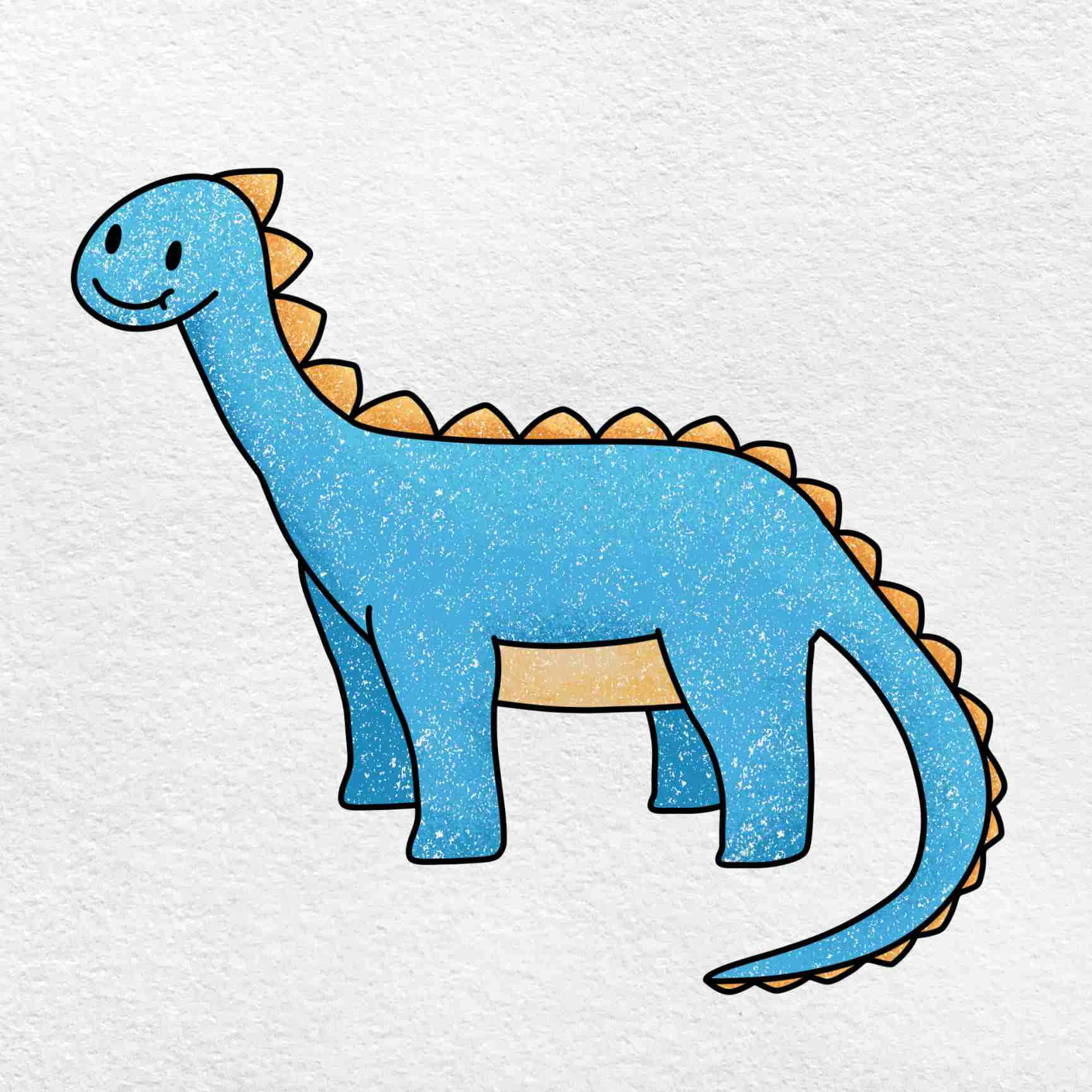 A Blue Dinosaur Drawing On A White Background