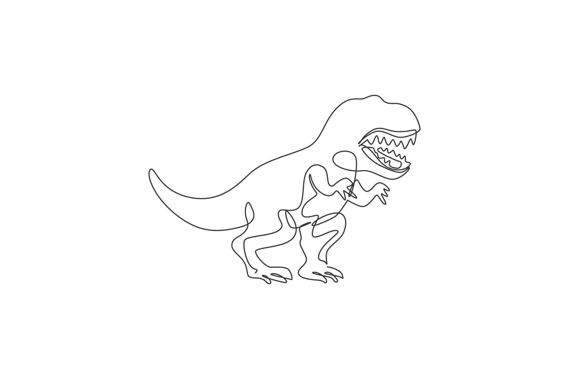 A T - Rex Drawing On A White Background