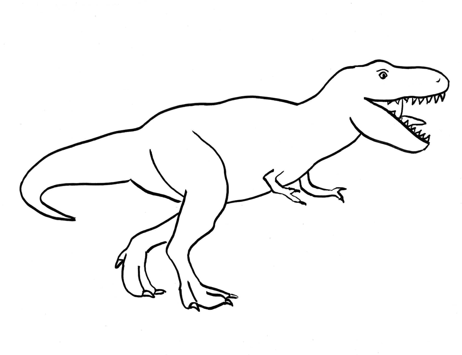 Endetaljerad Teckning Av En Dinosaurie.