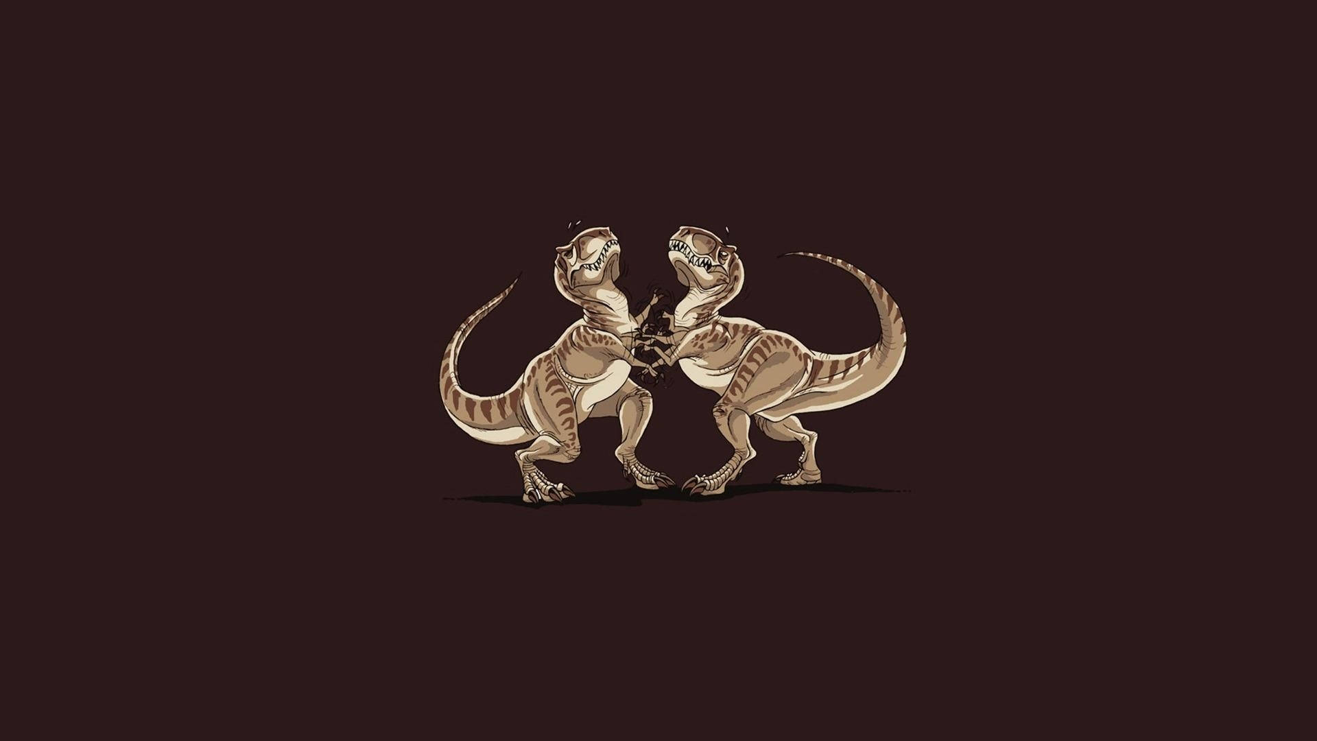 Dinosaur Fight Funny Desktop Wallpaper