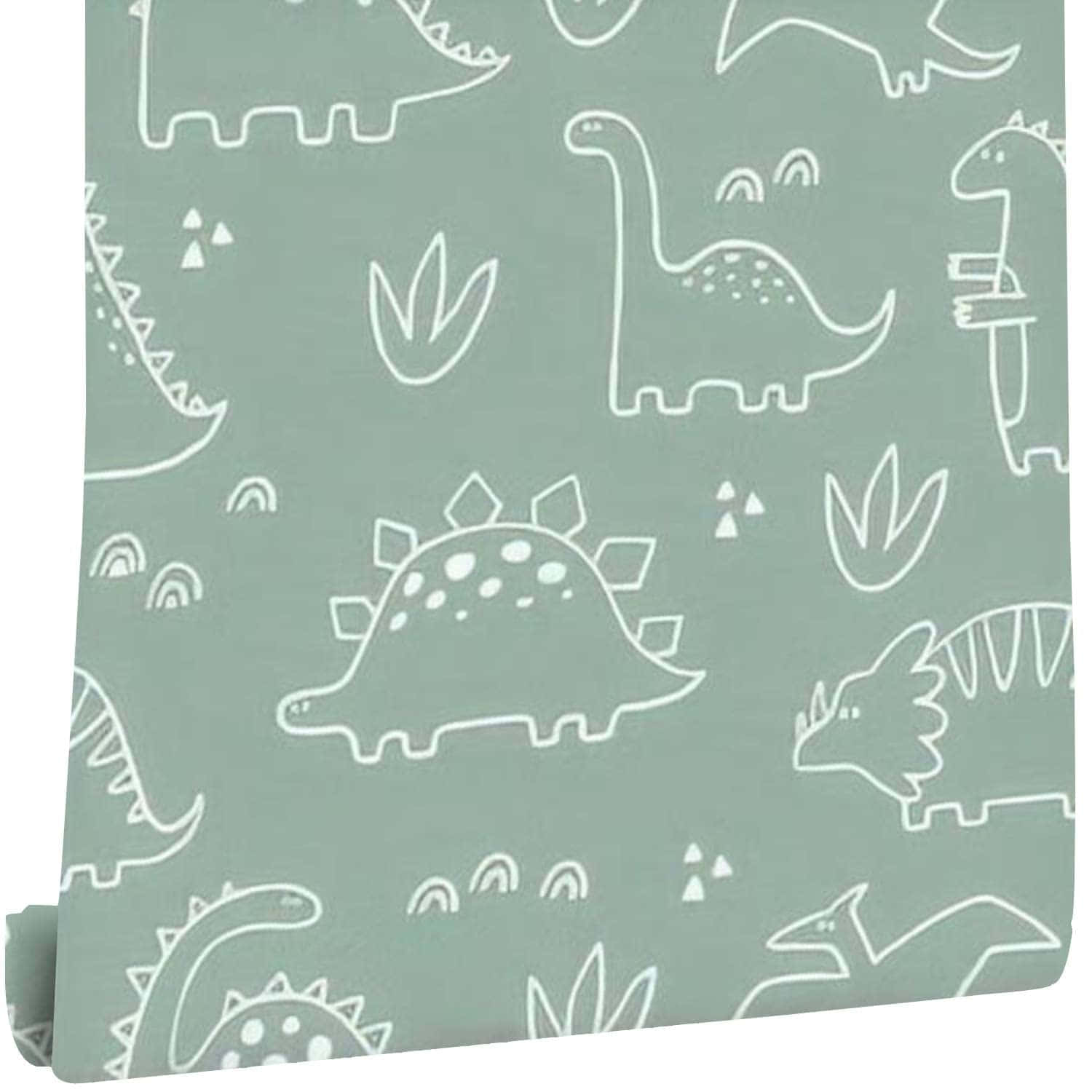 Dinosaur Pattern Fabric Swatch Wallpaper