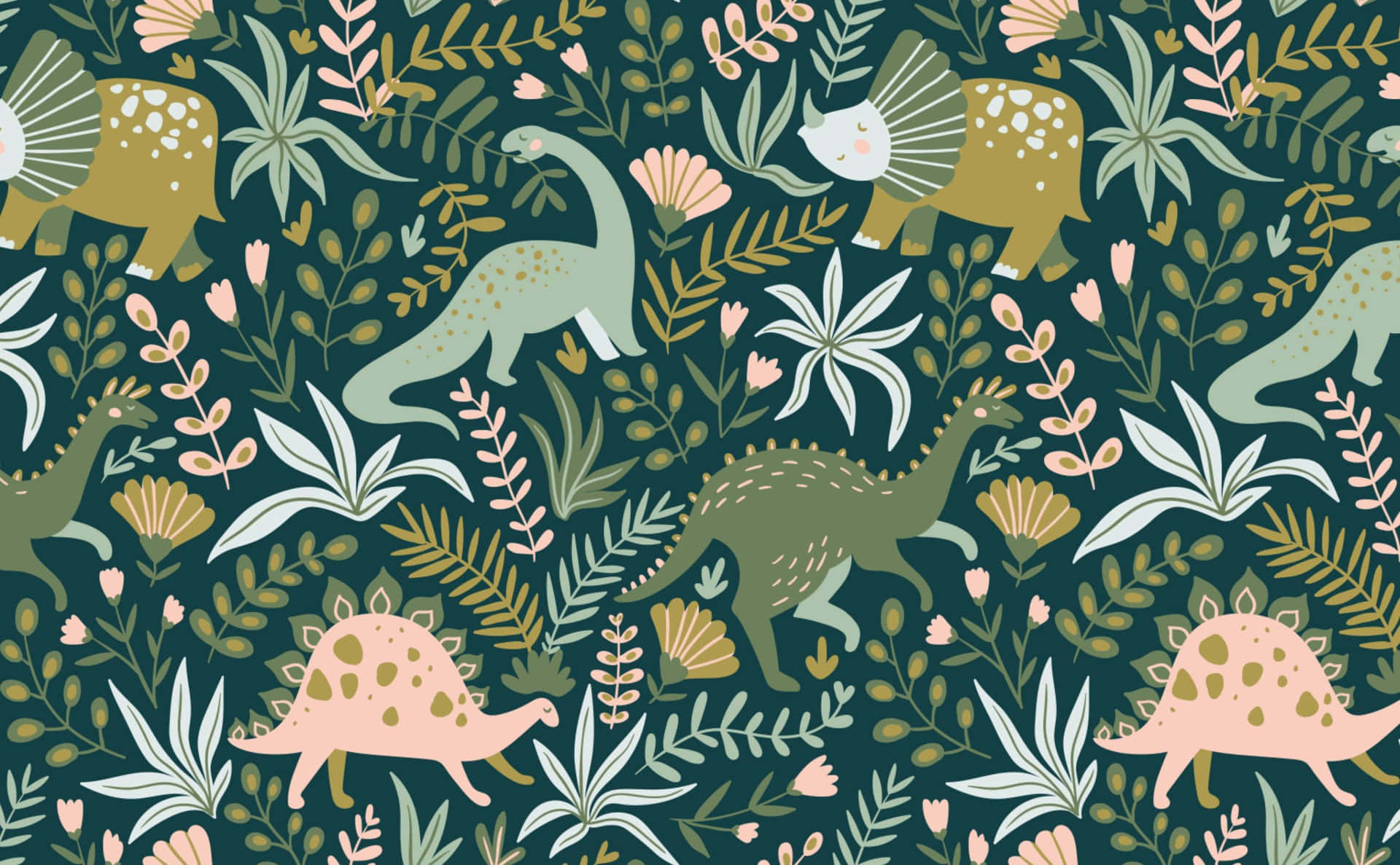 Dinosaur Pattern Illustration Wallpaper