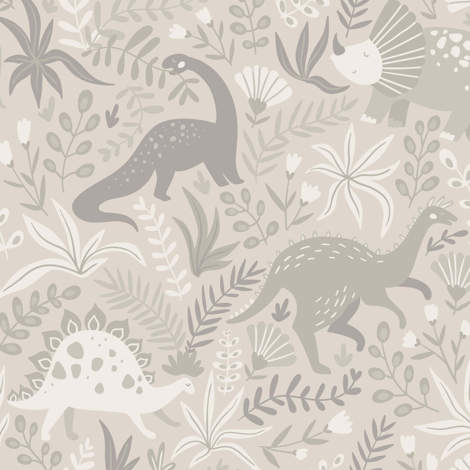Dinosaur Pattern Neutral Tones Wallpaper