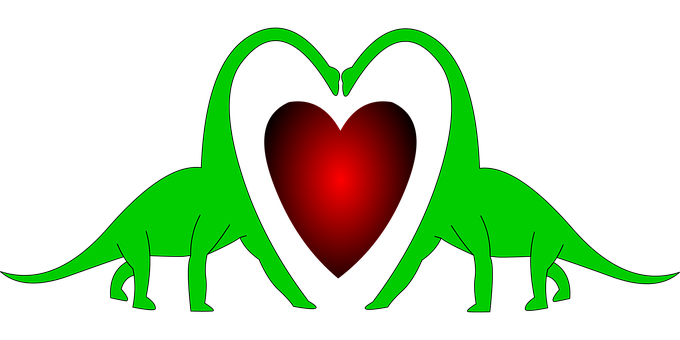 Dinosaur Silhouettes Heart Shape PNG