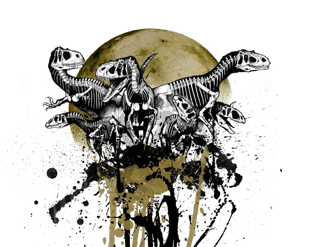 Dinosaur_ Skeletons_ Artistic_ Rendering Wallpaper