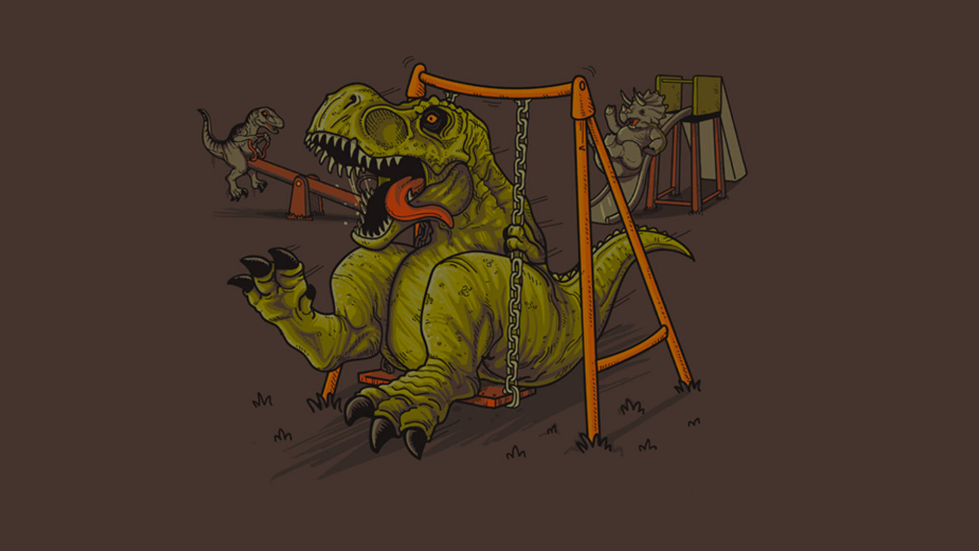 Dinosaurer På Legepladskunst Wallpaper