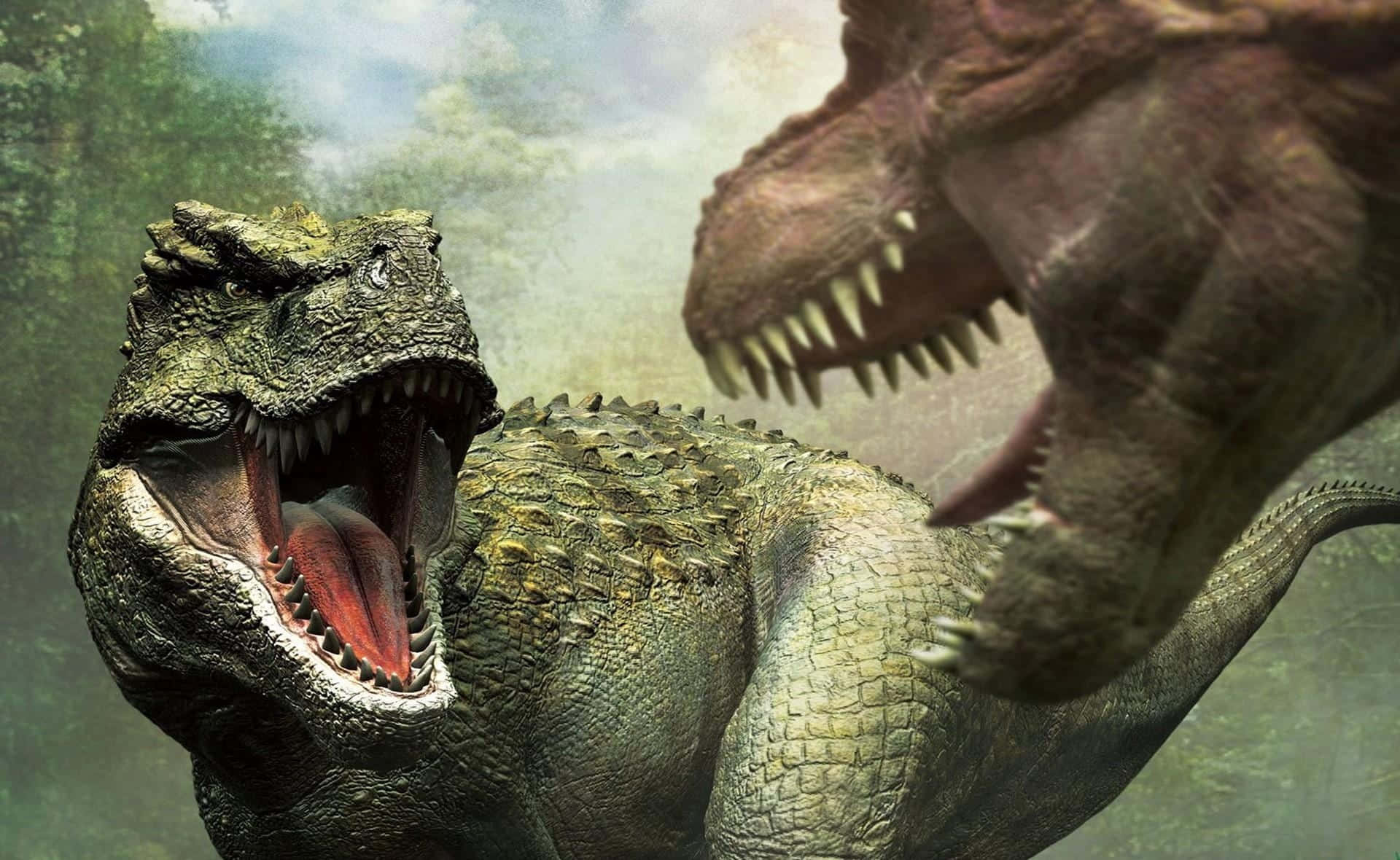 Tyranosaurer Dinosaurs Jurastisk Landskab Billed Wallpaper