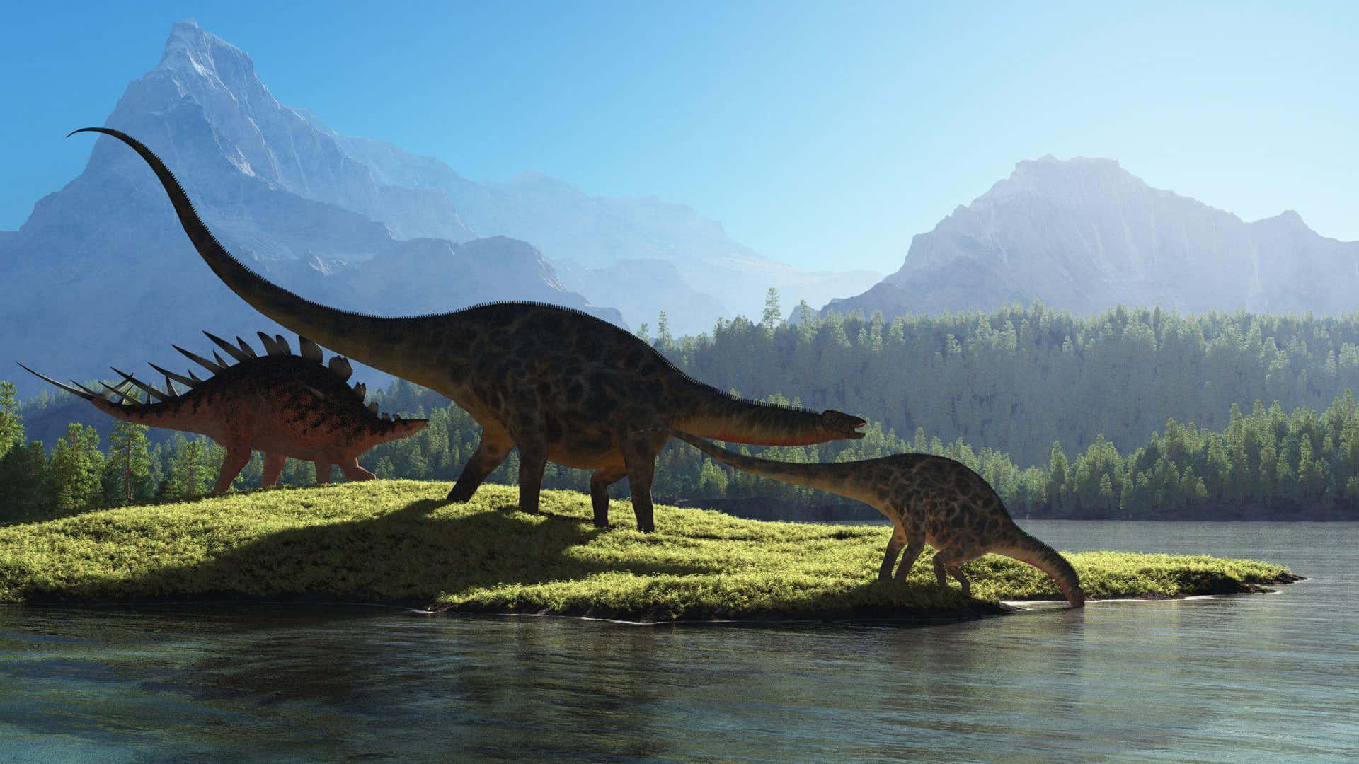 Imagende Paisaje Prehistórico Jurásico Con Dinosaurios.