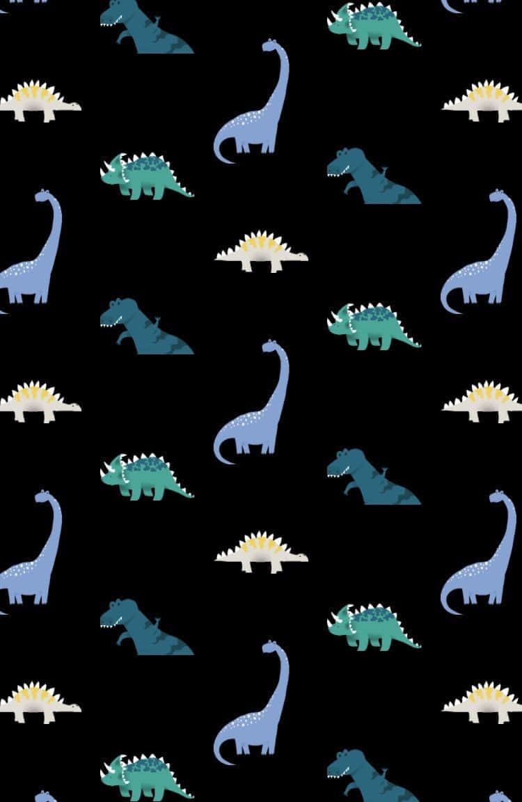 Sød Tegneserie Dinosaur Mønster Billede Tapet.