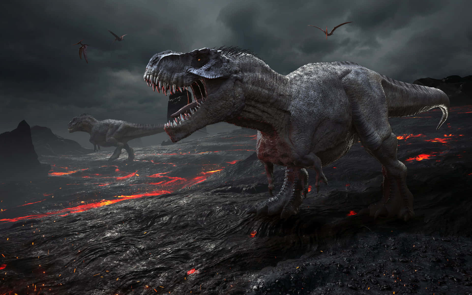 Imagende La Extinción De Los Dinosaurios Por Erupción Volcánica