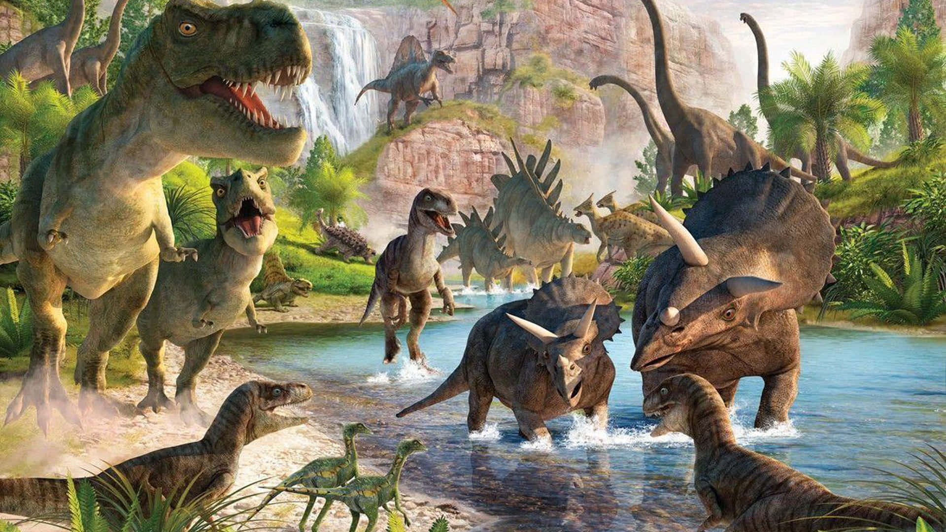 Imagende Un Parque De Vida Salvaje De Dinosaurios Fantásticos
