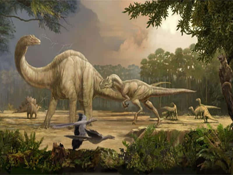 Dinosaurierjurassic Landskapsbild