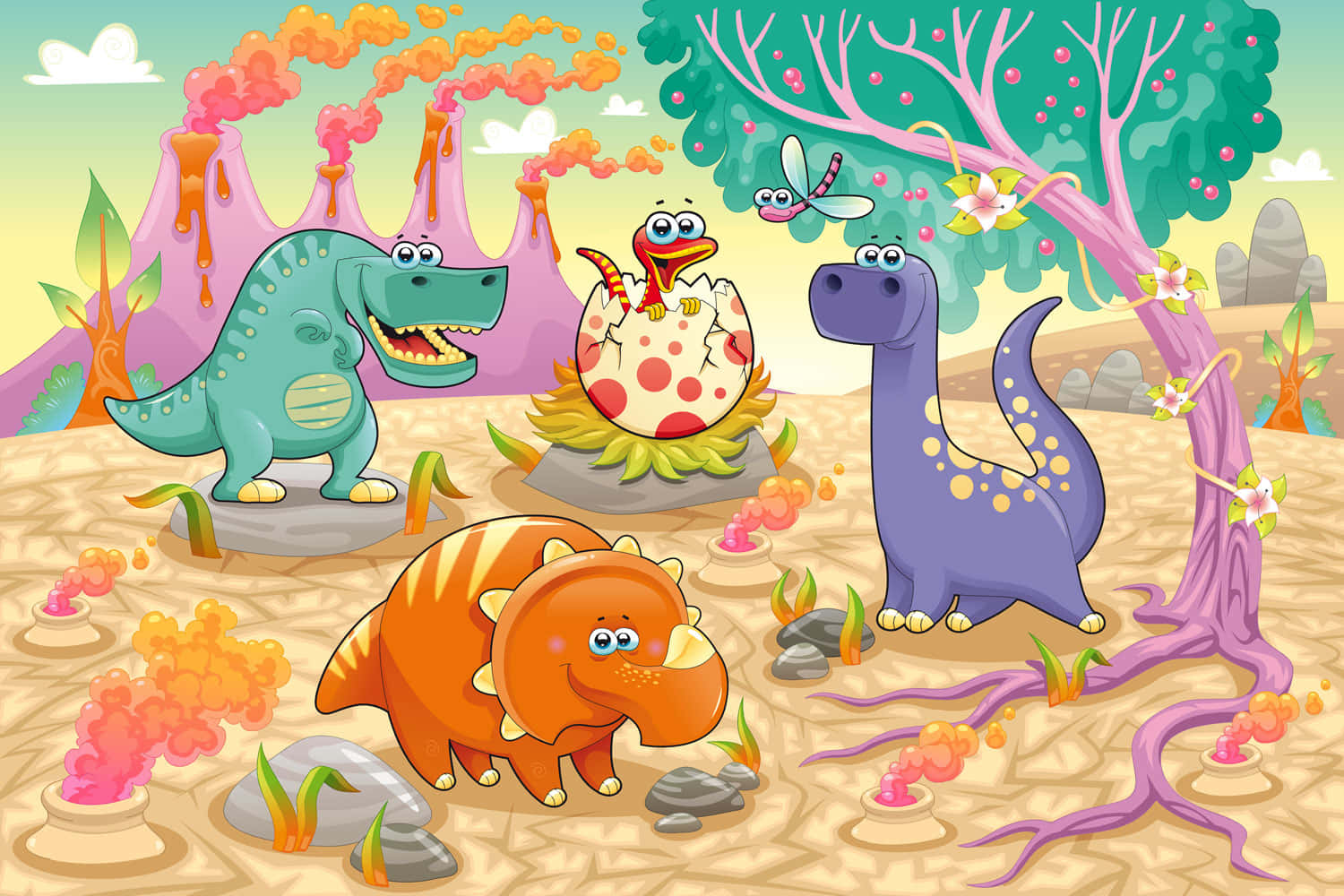 Niedlichesdino-familie-dinosaurier-bild