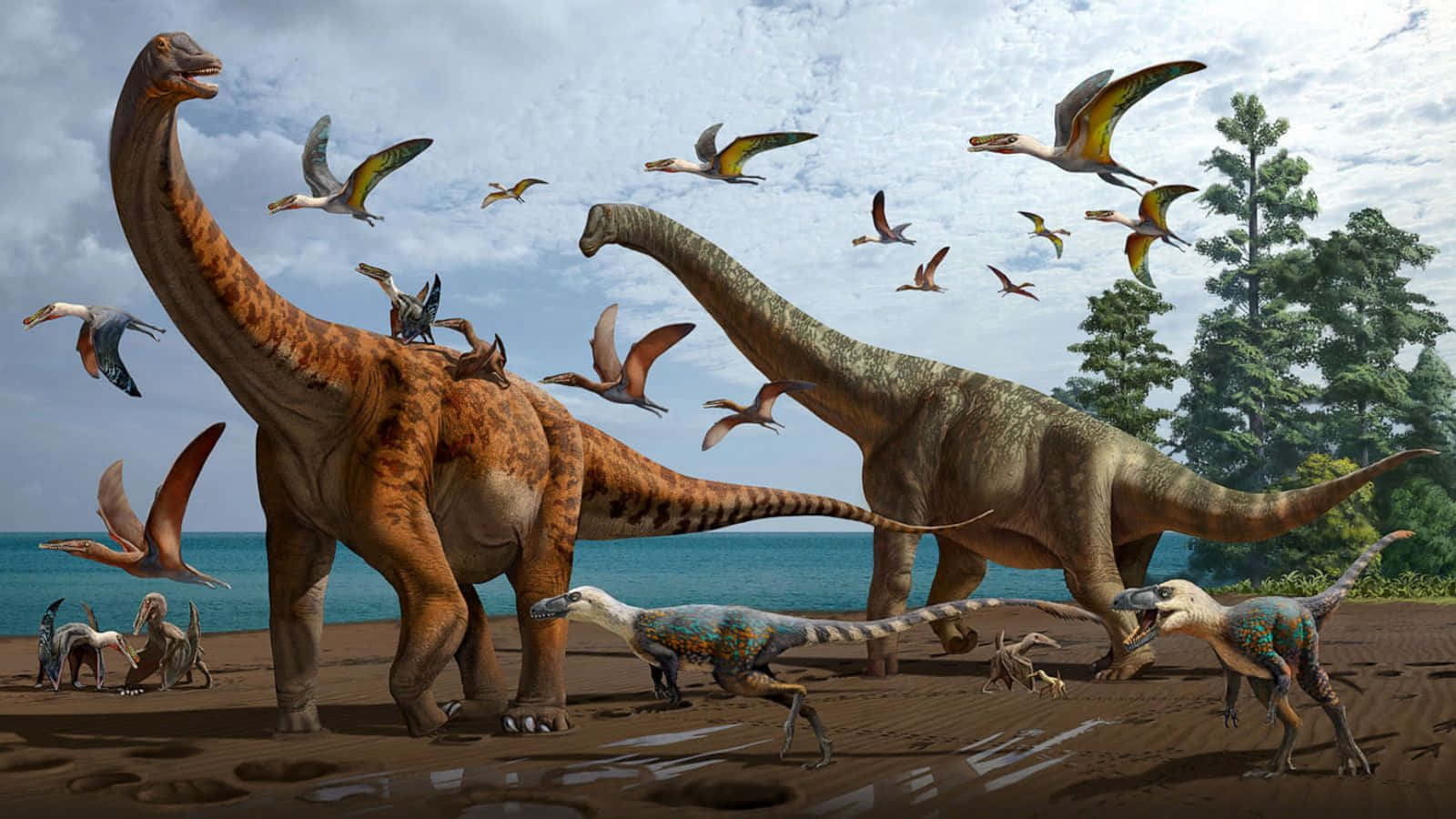 Imagende La Isla De Fantasía Con Dinosaurios Sauropoda