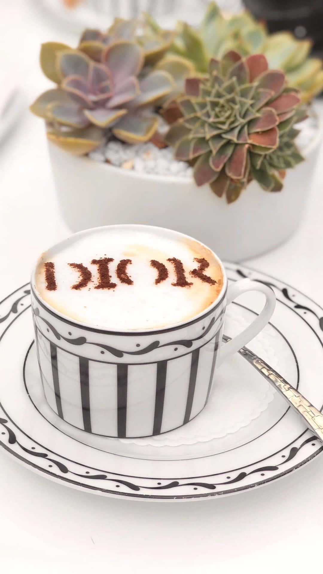 Dior Branded Cappuccino Cup Wallpaper