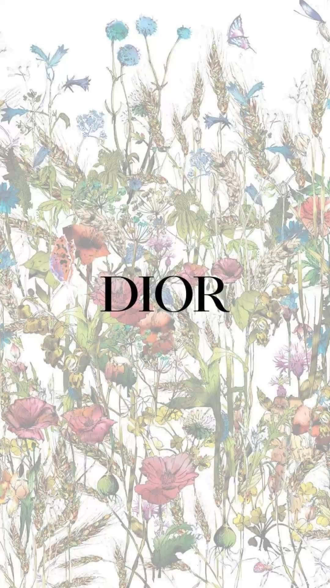 Dior Floral Butterfly Pattern Wallpaper