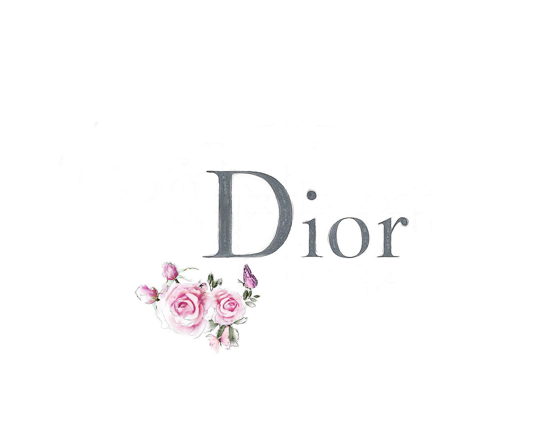 Dior Logo With Flowers Wallpaper