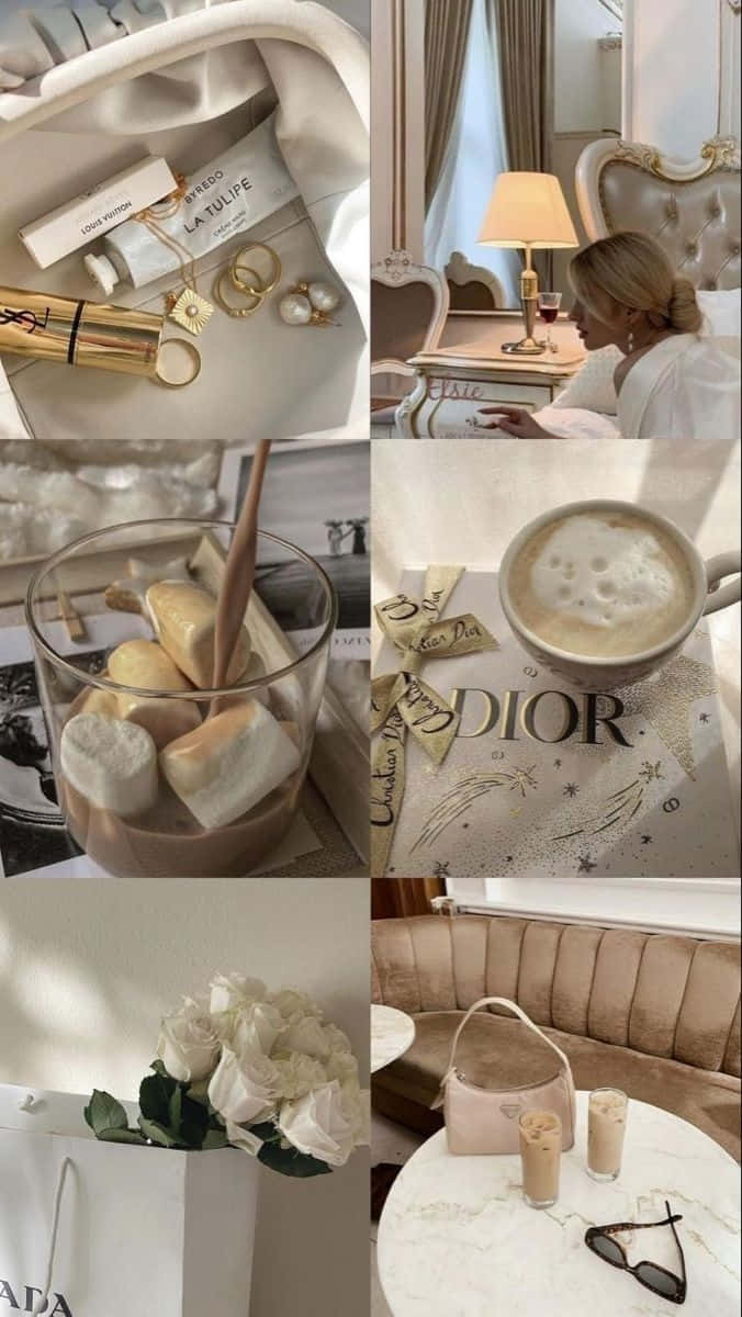 Dior Luxury Aesthetic Collage Wallpaper