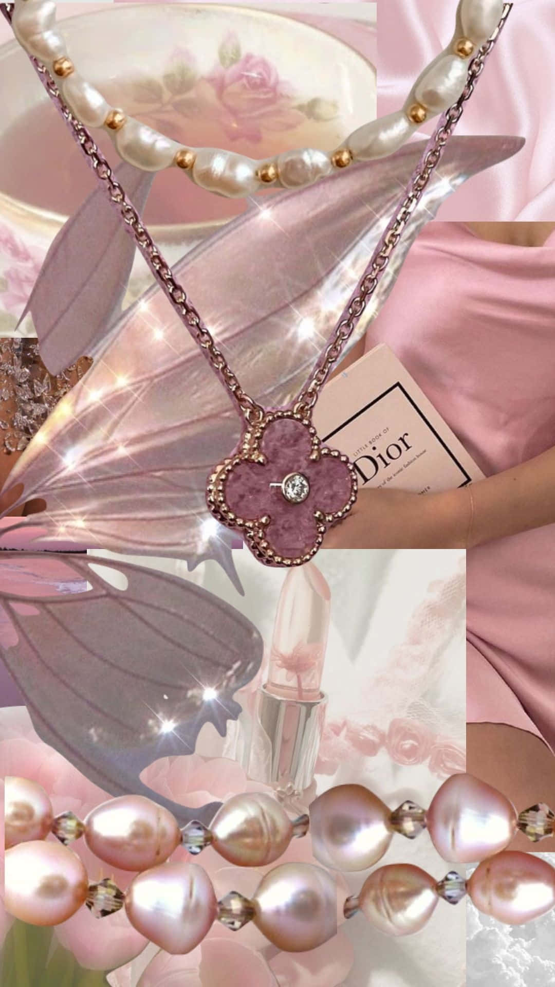 Dior Pink Aesthetic Collage Wallpaper