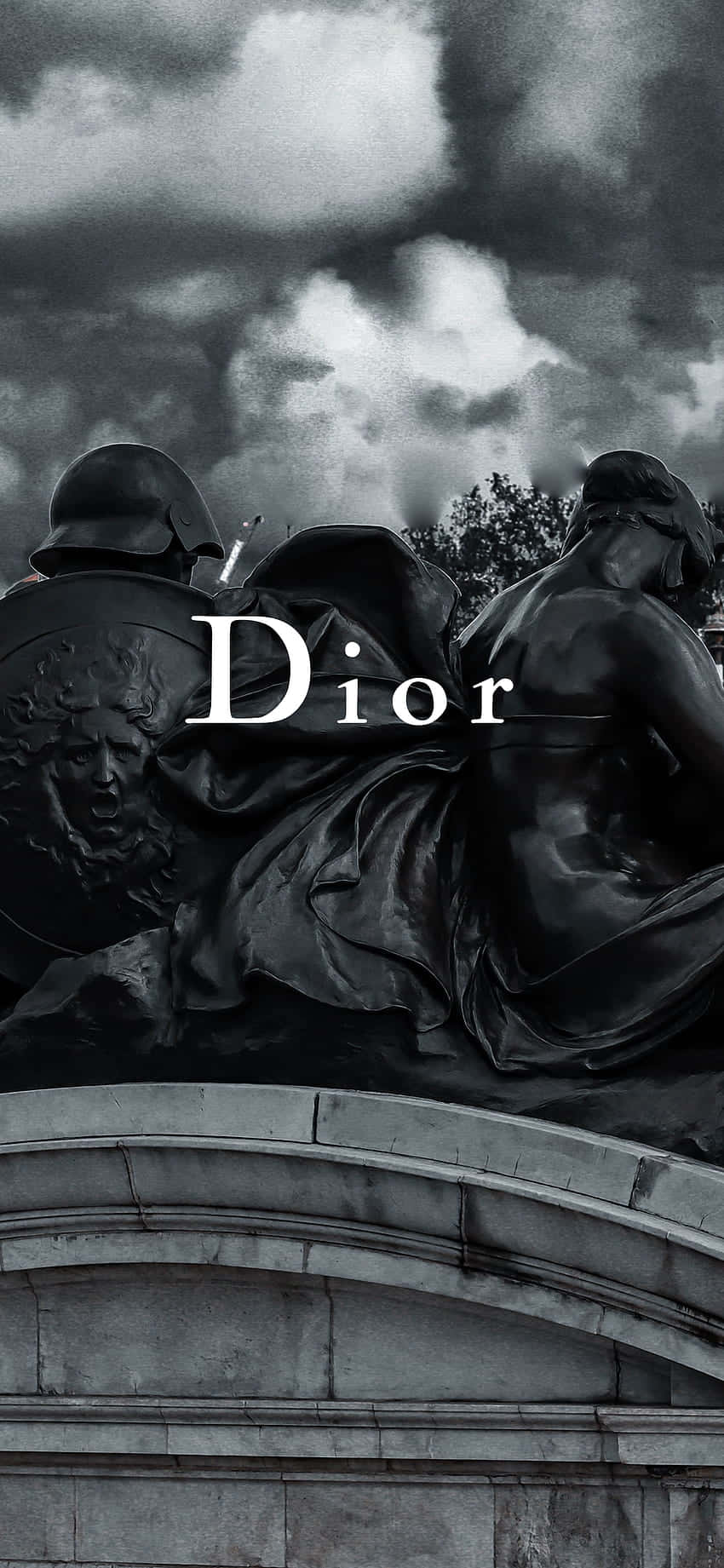 Dior Statue Aesthetic Cloudy Sky Wallpaper