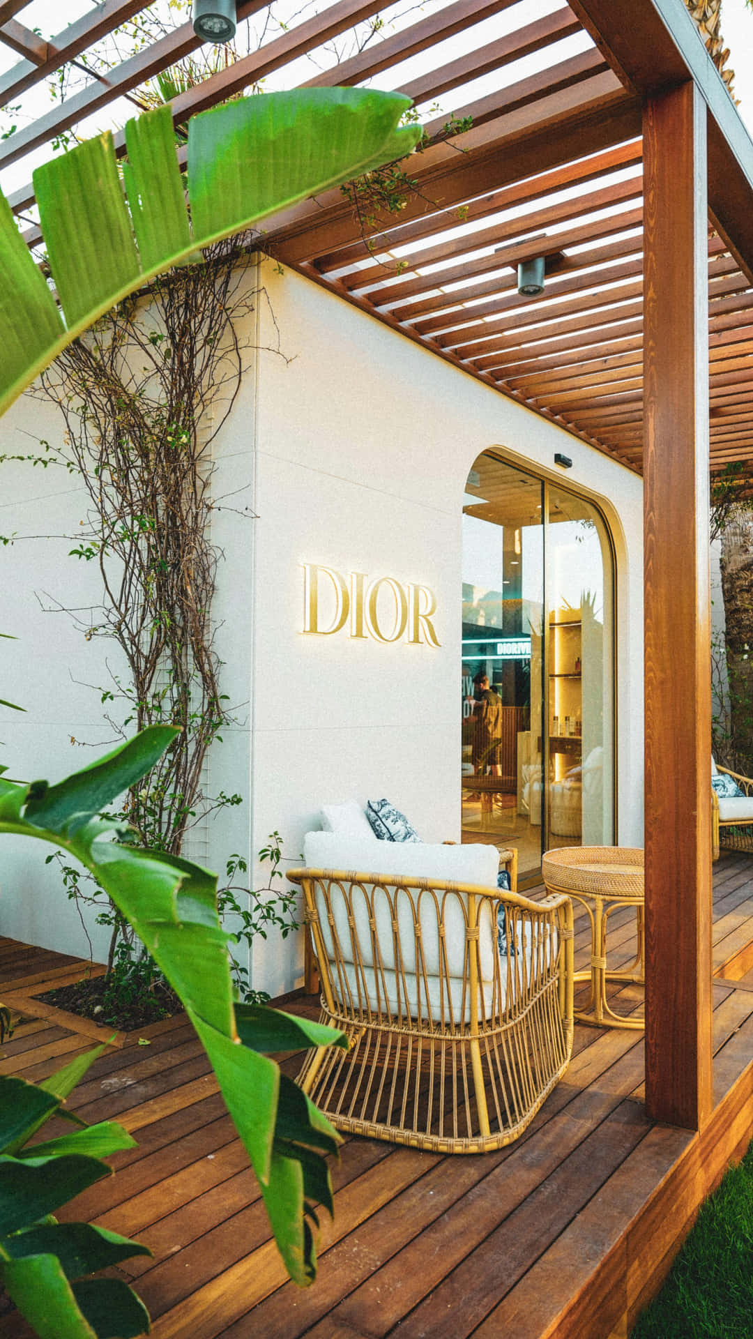 Dior Store Exterior Tropical Setting Wallpaper